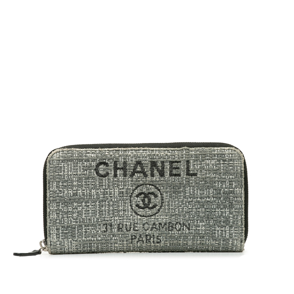 Pre-Loved Chanel Tweed Deauville Continental Wallet - Picture 1 of 12